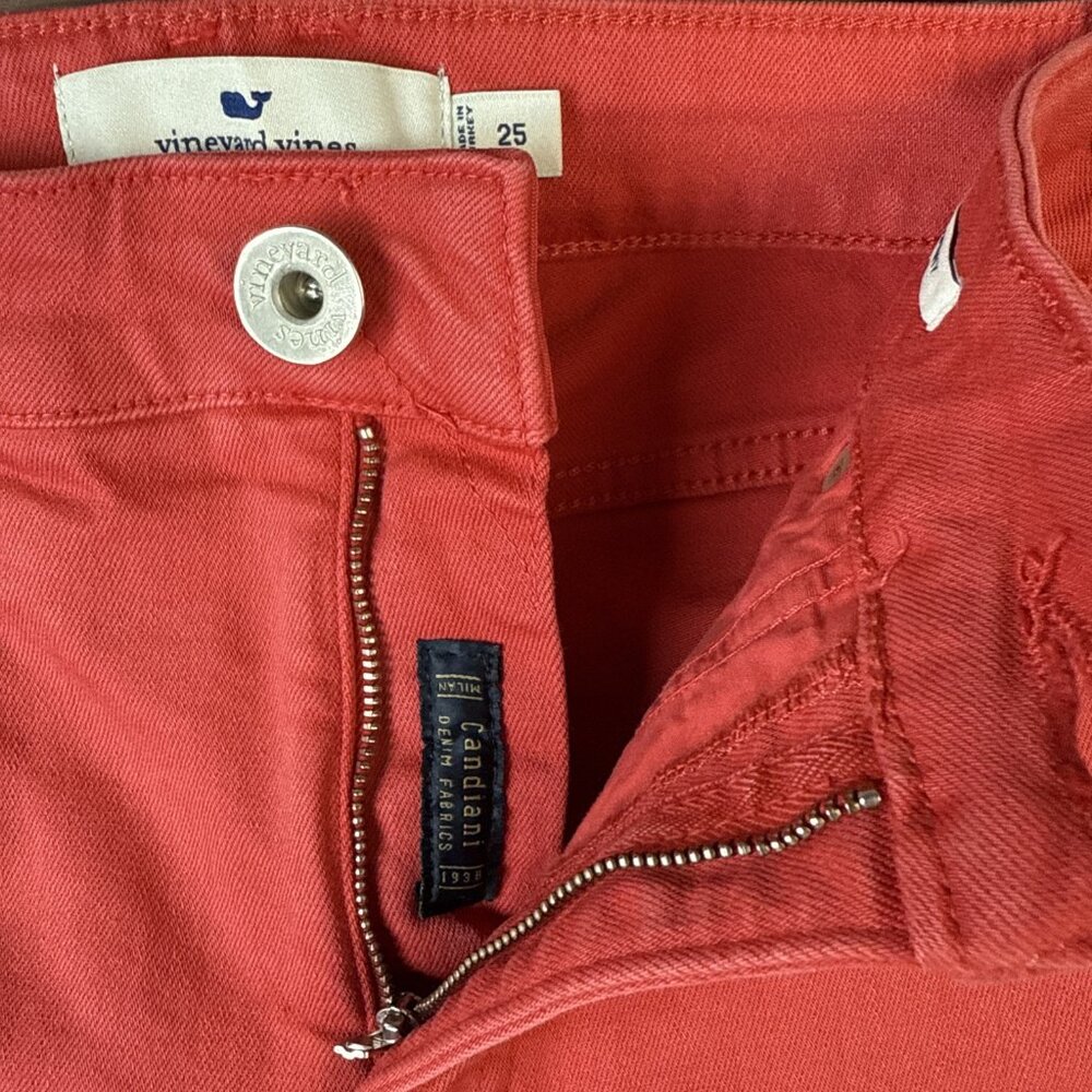 Vineyard Vines High Rise Skinny Jeans Women Size 25 Pants Cuckoo Red Hot Barbie - Picture 8 of 15